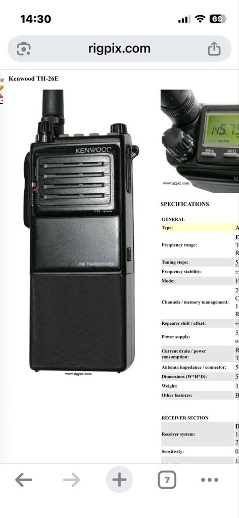 Kenwood TH-26E FM Transceiver met microfoon, Ophalen, Gebruikt, Portofoon of Walkie-talkie, Handsfree-functie