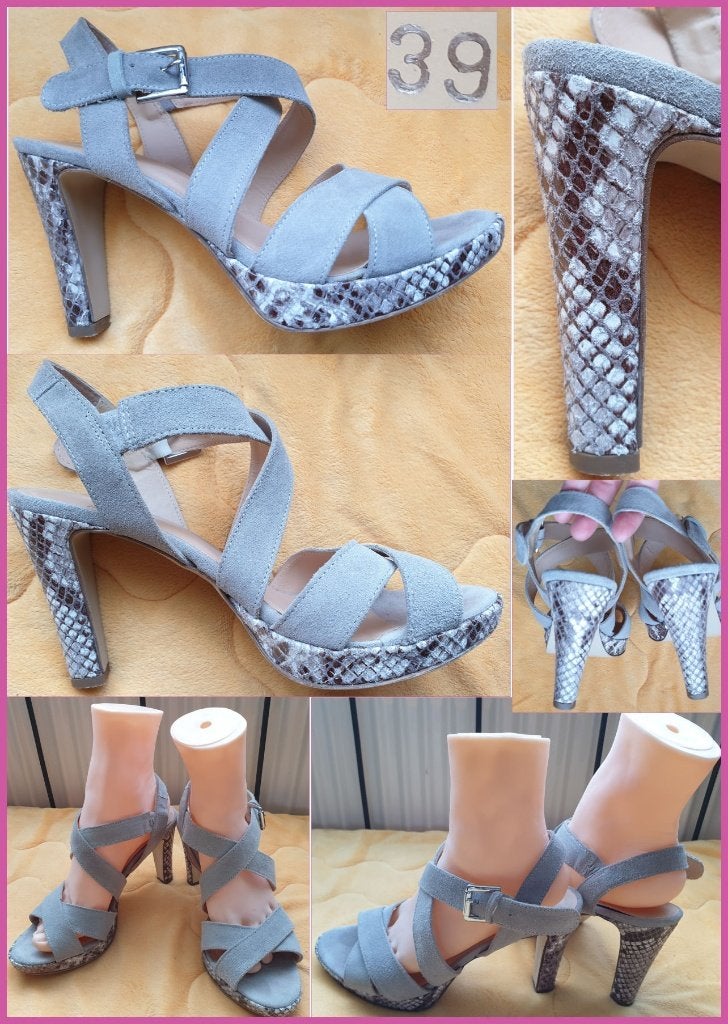 MANFIELD beige leren sandalen maat 39 zgan, Beige, Zo goed als nieuw, Manfield, Sandalen of Muiltjes