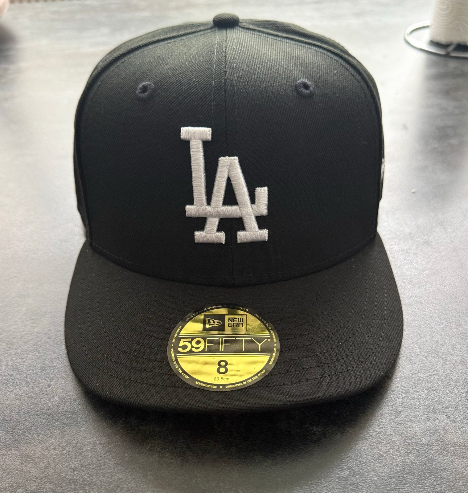 New Era LA Dodgers 59FIFTY Fitted Cap Zwart Maat 8, Ophalen of Verzenden, Zo goed als nieuw, 60 cm (XL, 7½ inch) of meer, Pet
