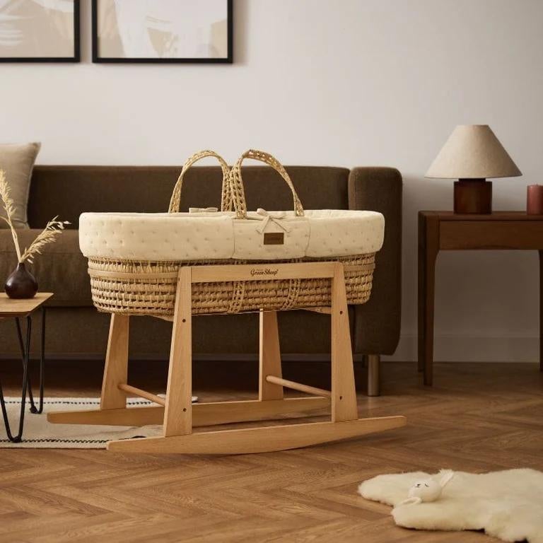 Schommelstandaard voor mozesmand little green sheep, Ophalen, Zo goed als nieuw, Wieg