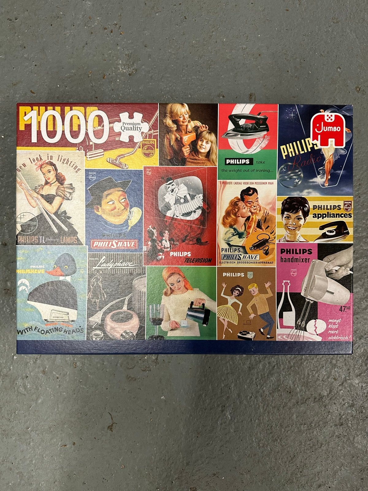 Jumbo Legpuzzel 1000 stukjes Philips Retro Reclame, Ophalen, 500 t/m 1500 stukjes, Zo goed als nieuw, Legpuzzel
