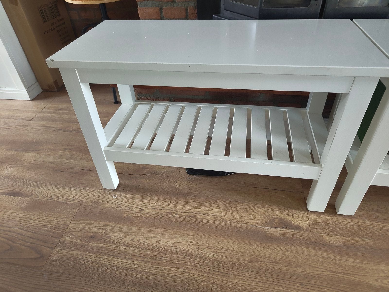 Ikea Hemnes - 502.236.25 - Witte bijzettafel/bankje met opbe, Gebruikt, 75 cm of meer, Modern, Rechthoekig