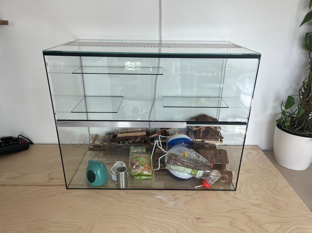 Knaagdieren Terrarium + reishok en attributen, Dieren en Toebehoren, Knaagdieren en Konijnen | Hokken en Kooien, Gebruikt, Kooi