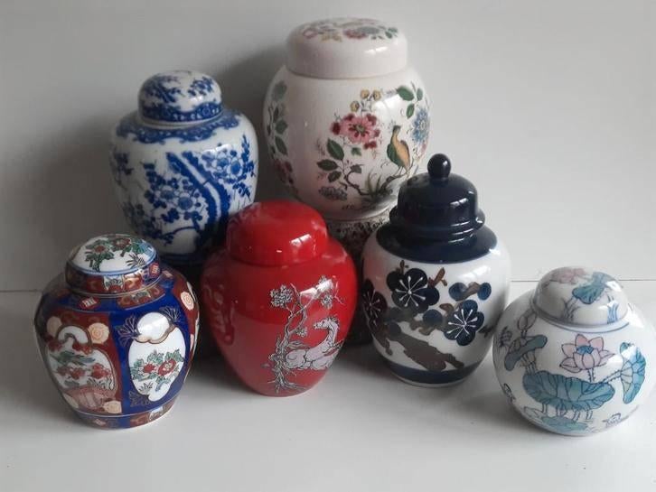 porseleinen gemberpotten met deksel  ~ vintage ~, Antiek en Kunst, Curiosa en Brocante, Ophalen of Verzenden