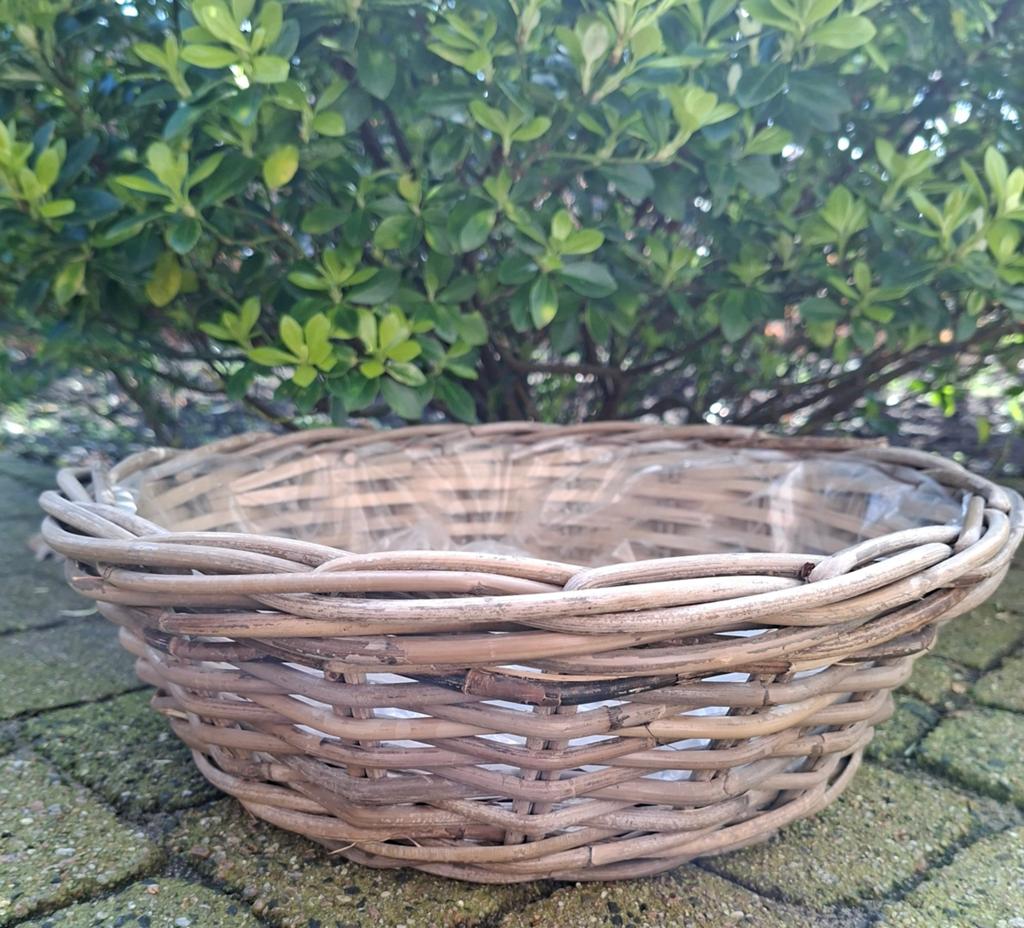 Tuinmand Schaalmand D40 rieten Plantenmand rotan basket, Ophalen of Verzenden, Nieuw, Rond, Overige materialen