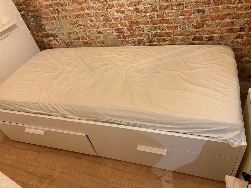BRIMNES bedframe met opberglades, Ophalen, Gebruikt, 90 cm, Eenpersoons