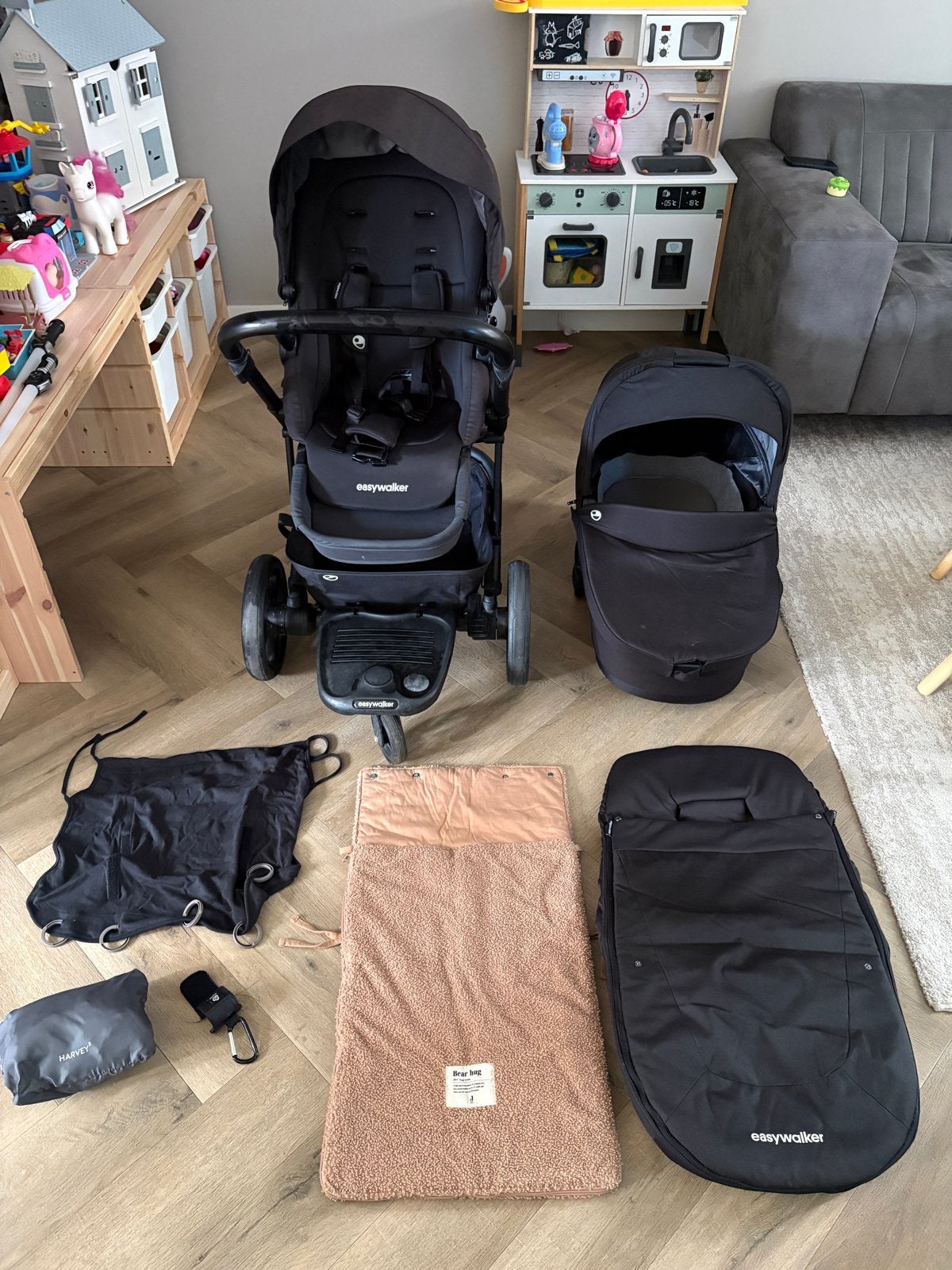 Easywalker Harvey 3 combiwagen met accessoires, Kinderen en Baby's, Overige merken, Ophalen of Verzenden, Zo goed als nieuw, Combiwagen