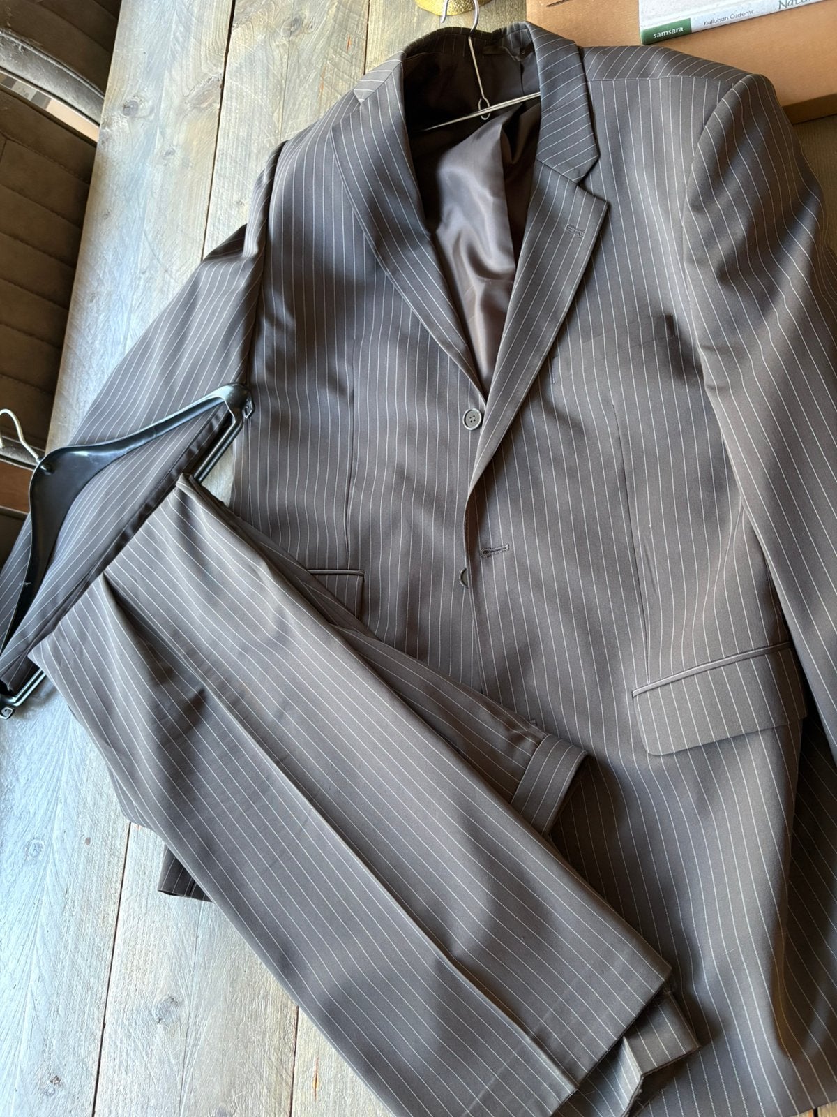 Gestreept pak - XL, Kleding | Heren, Ophalen, Zo goed als nieuw, Maat 56/58 (XL), Blauw