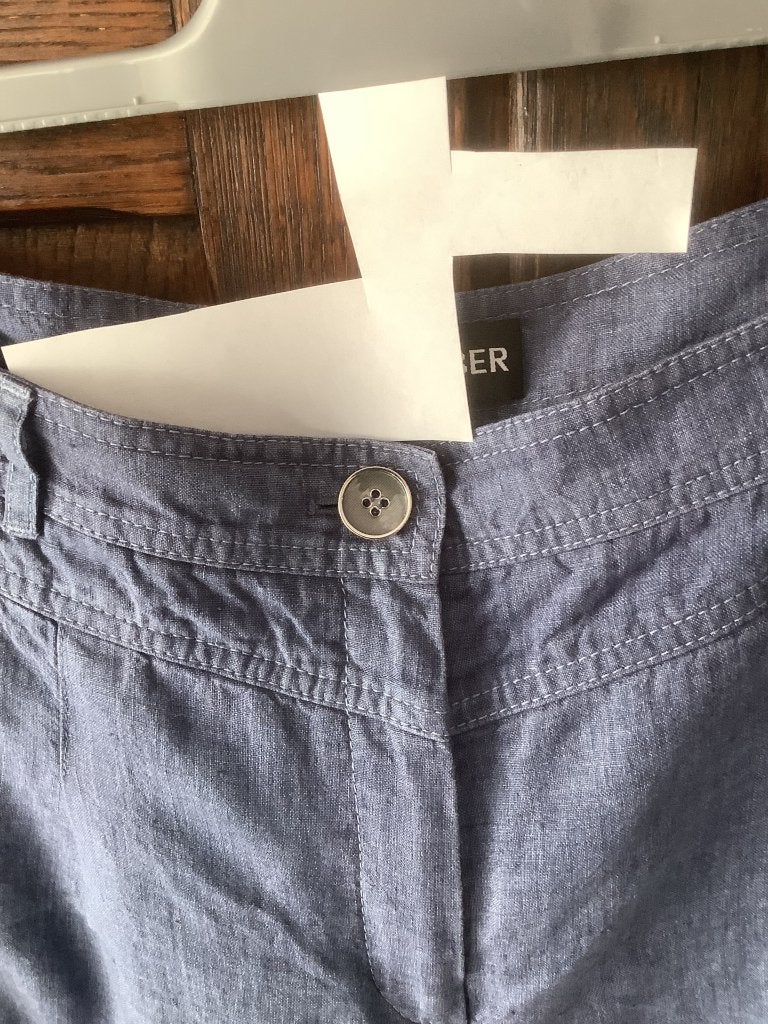 Blauwe linnen broek, damesbroek; maat 46, GERRY WEBER, Ophalen of Verzenden, Zo goed als nieuw, Blauw, Broek of Spijkerbroek