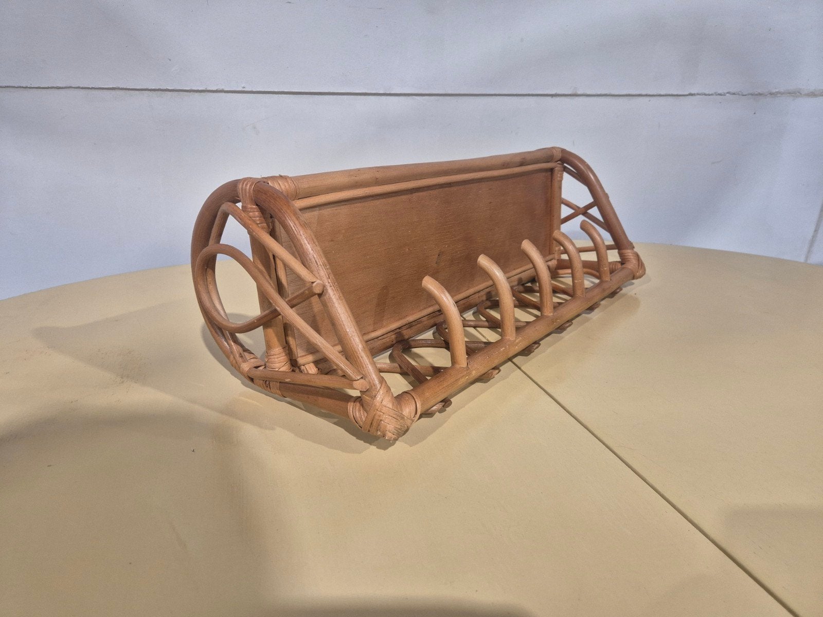 Vintage rotan bamboe kapstok, Wandkapstok, Onbekend, Ophalen of Verzenden, Zo goed als nieuw