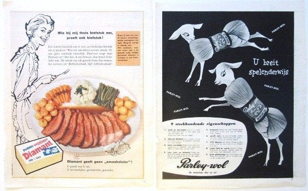 Advertenties reclames van januari 1957 Brinta Parley Calve, Ophalen of Verzenden, Gebruikt, Overige typen