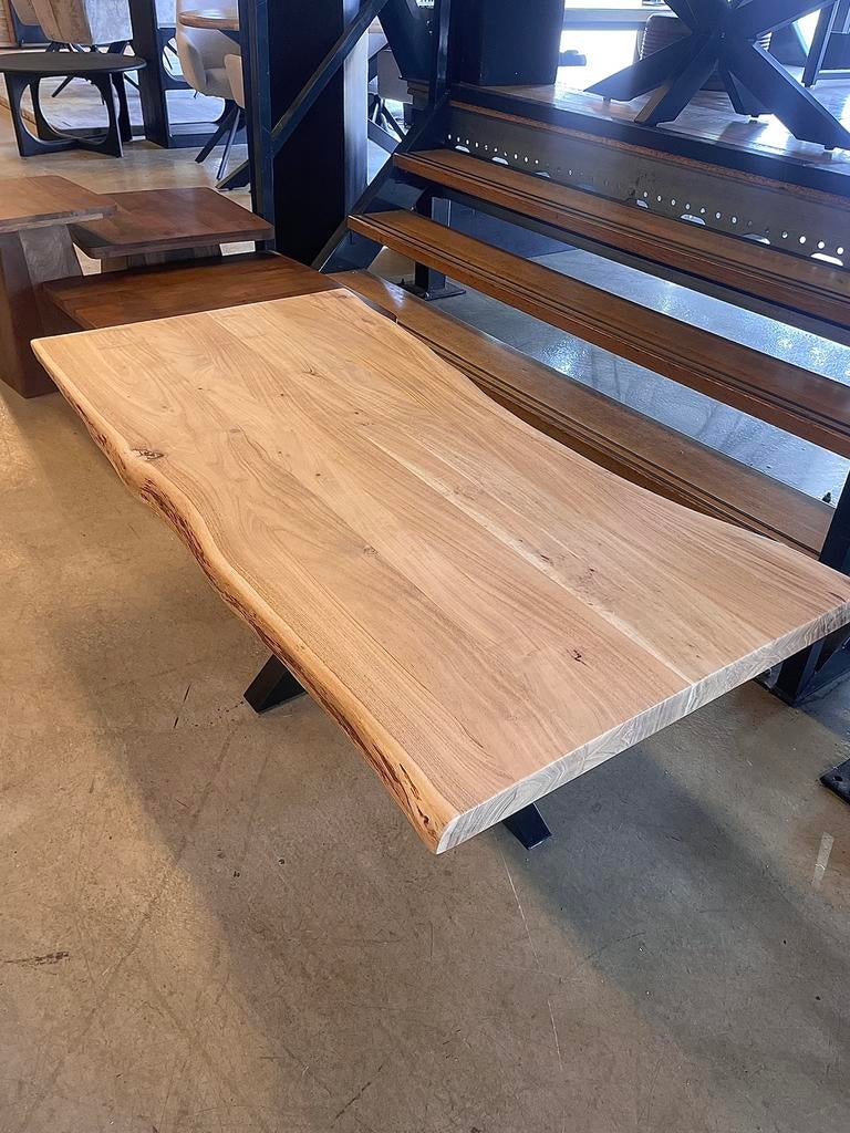 LEEGVERKOOP BIJ CHEFMEUBEL VOORRAAD ACACIA SALONTAFEL 299, Bruin, Nieuw, Ophalen of Verzenden, Vier