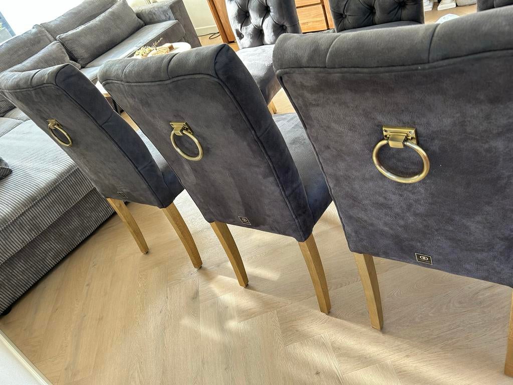6x Hotel Chique Gecapitonneerde Eetkamerstoelen, Ophalen, Zo goed als nieuw, Vijf, Zes of meer stoelen, Stof