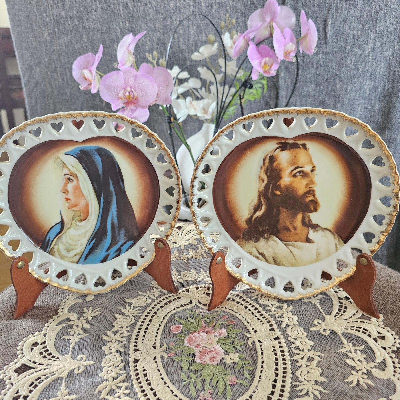 Decoratieve  Maria en Jezus, ESD Japan, handgeschilderd, Antiek en Kunst, Ophalen of Verzenden