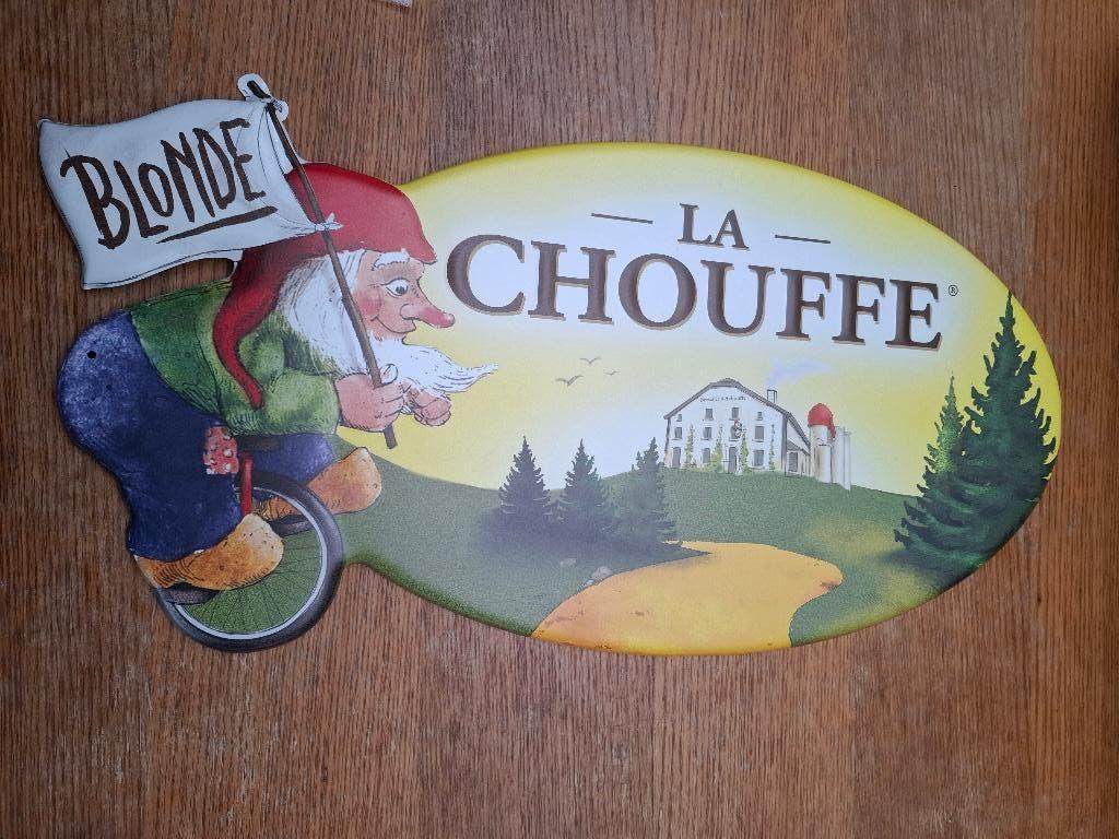 Reclamebord La Chouffe Blonde, Verzamelen, Biermerken, Ophalen of Verzenden, Nieuw, Reclamebord, Plaat of Schild, Overige merken