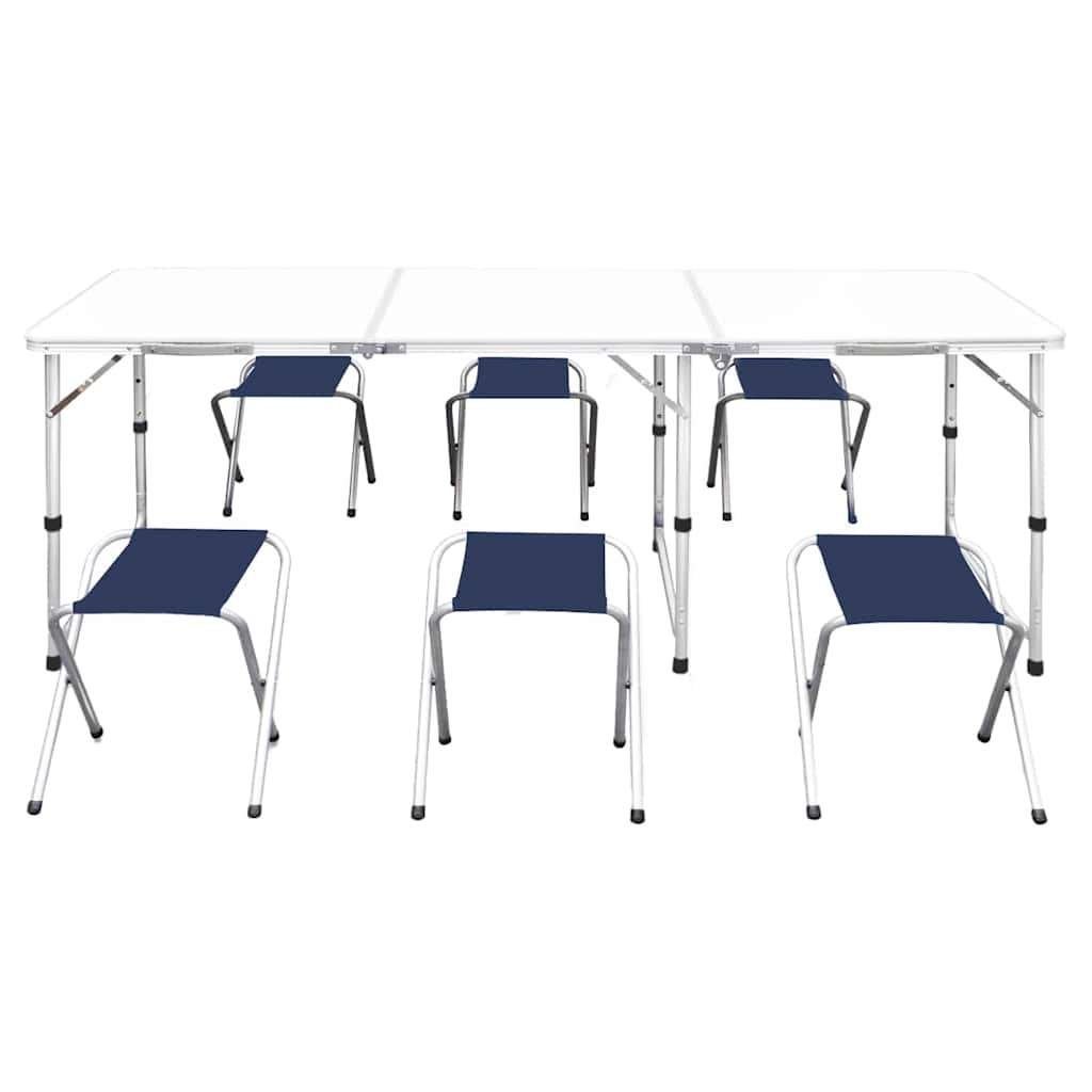 Campingtafel + 6 krukken tafelset aluminium GRATIS BEZORGD!, Caravans en Kamperen, Kampeermeubelen, Campingtafel, Verzenden, Nieuw