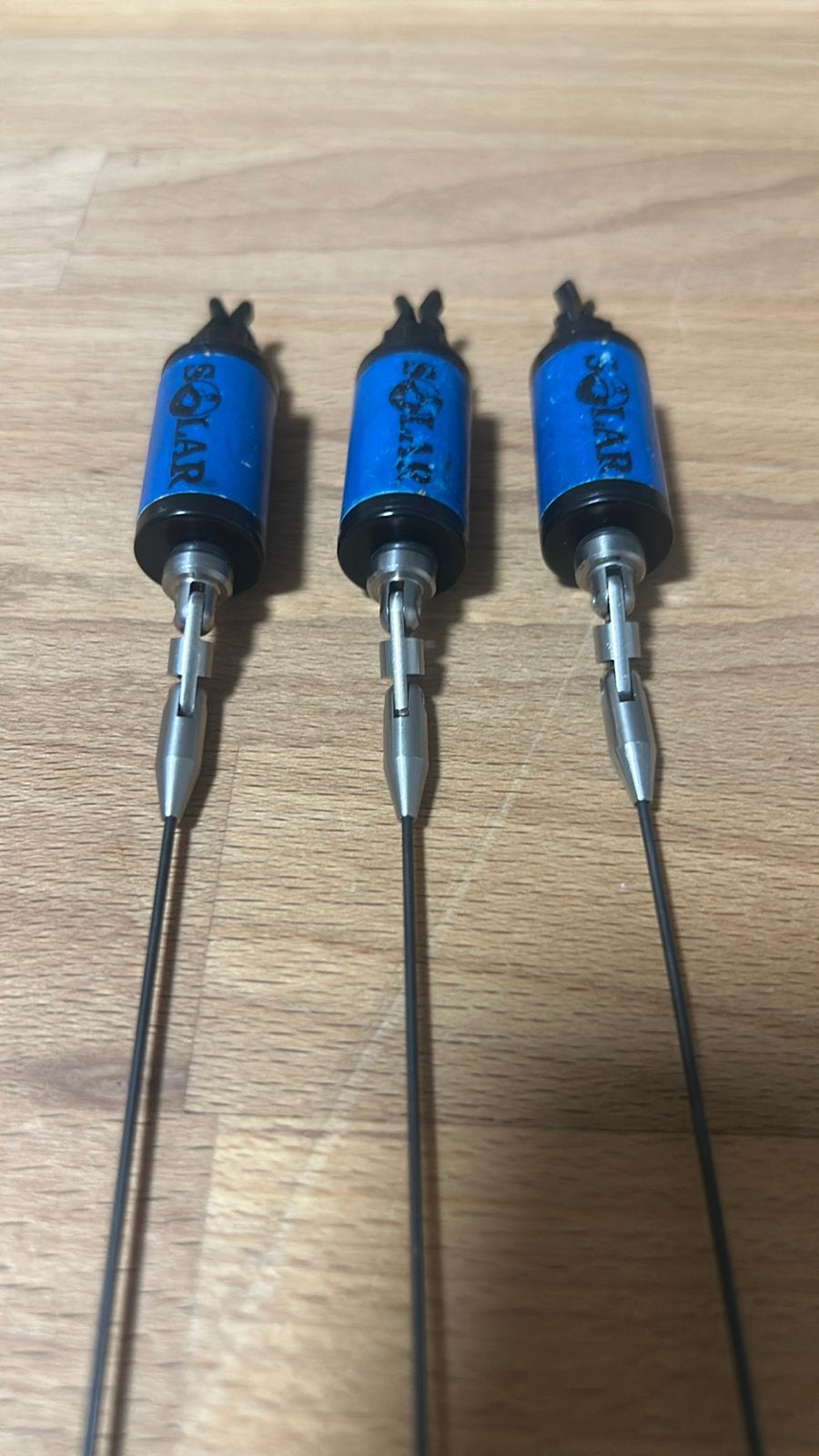 3 solar titanium long arms met 3 blauwe solar bobbins, Ophalen of Verzenden, Gebruikt