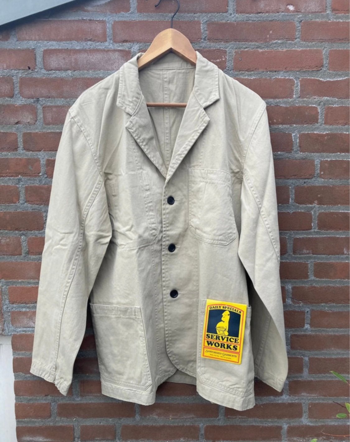 Service works drill server suit jacket khaki Large, Verzenden, Nieuw, Maat 52/54 (L), Beige
