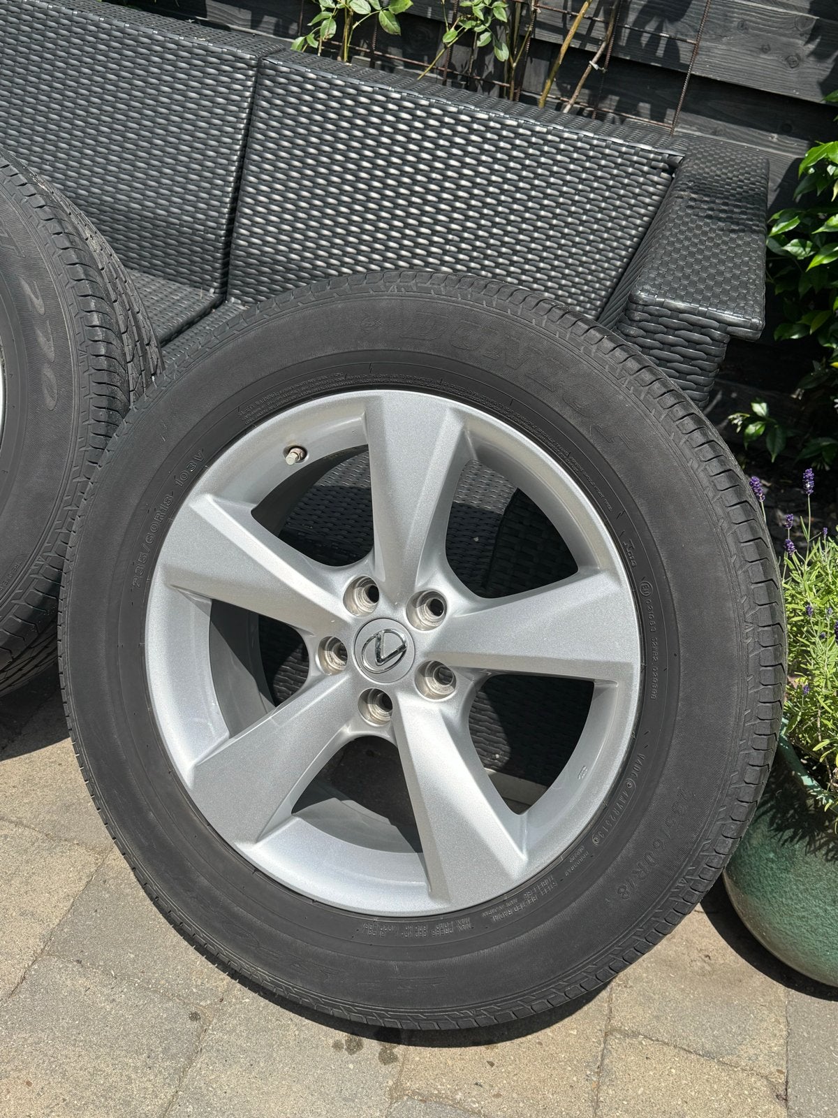Lexus Velgen 18 inch met Dunlop Zomerbanden 235/60/18, Auto-onderdelen, Banden en Velgen, Ophalen, 18 inch, Gebruikt, Banden en Velgen