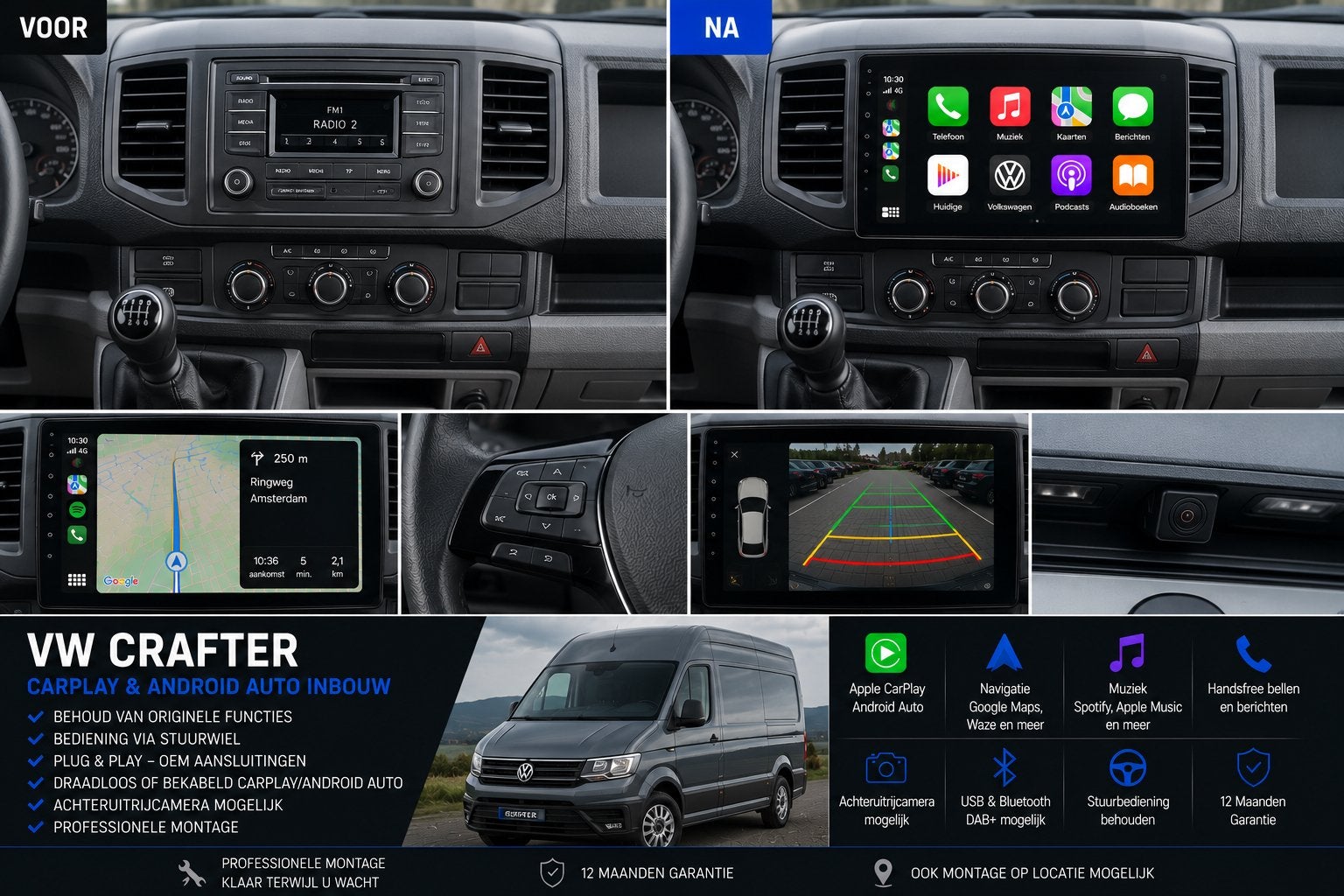 Volkswagen Crafter CarPlay & Android Auto Inbouw, Ophalen, Nieuw