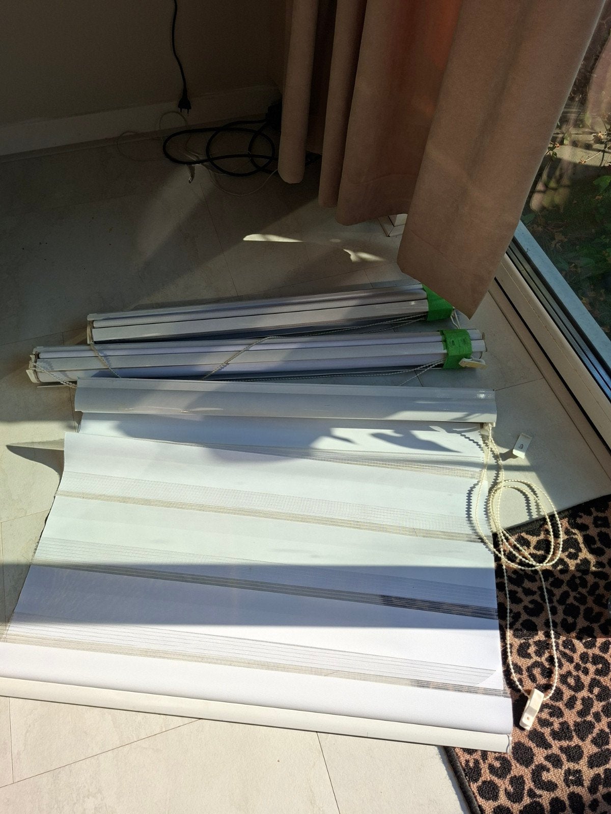 drie witte duo rolgordijn, Ophalen, Wit, Minder dan 100 cm