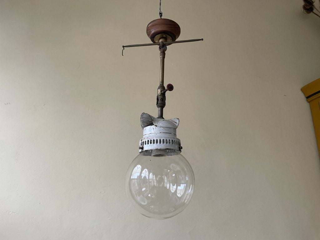 Lamp Hanglamp Uniek helder glas Frans antiek, Ophalen of Verzenden