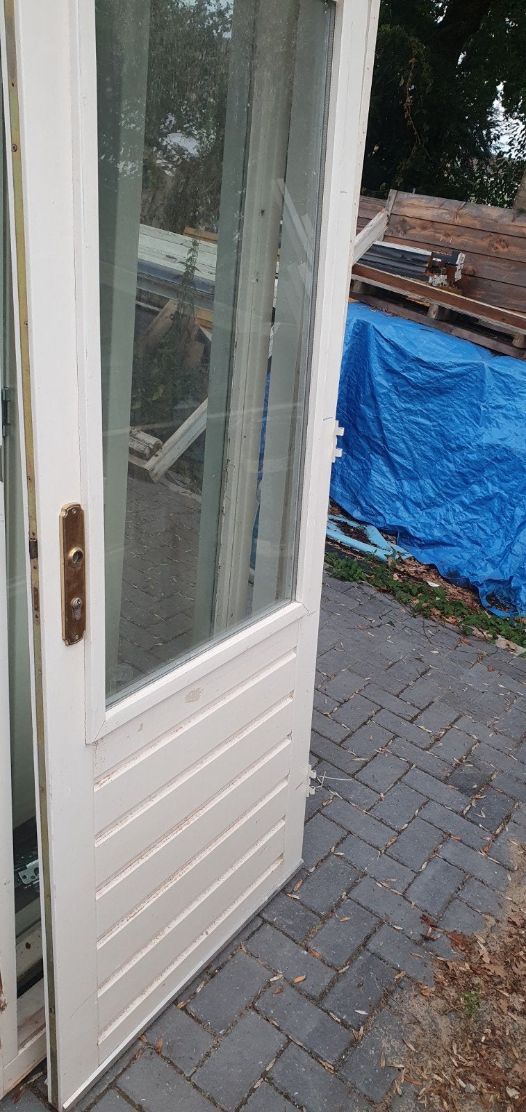 buitendeur tuindeur met kozijn, Ophalen, Hout, 75 tot 150 cm, Deurkozijn