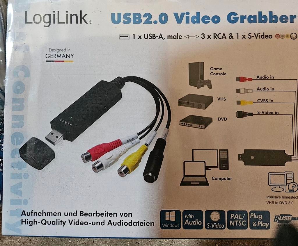 LogiLink USB 2.0 Video Grabber - VHS naar DVD Converter, Computers en Software, Capture cards, Ophalen of Verzenden