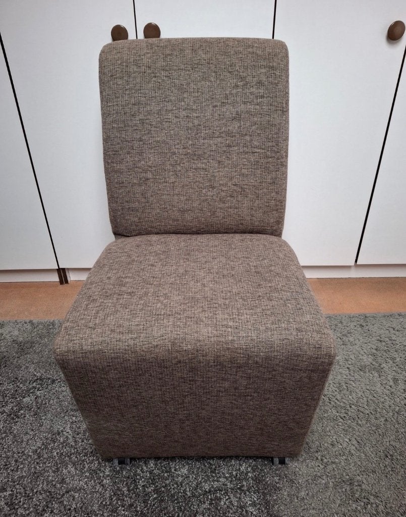 4 stoffen stoelen – set van 4, Huis en Inrichting, Ophalen, Gebruikt, Bruin, Vier