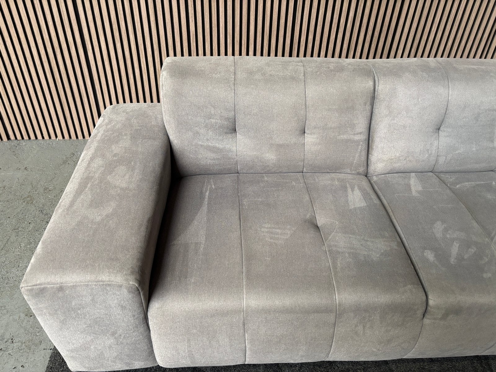 GRATIS LEVERING Montel Driezits Bank Grijs 220x95 GEREINIGD, Huis en Inrichting, Driepersoons, 75 tot 100 cm, Ophalen of Verzenden