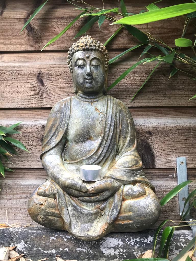 Roestende wand Boeddha voor kaarsje voor binnen en buiten, Tuin en Terras, Tuinbeelden, Verburgt Vintage, Nieuw, https://verburgtvintage.nl/#contact