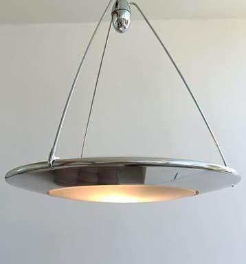 Arteluce hanglamp mira S, modern design, chrome en glas, Ophalen, Modern design, Gebruikt, Overige fittingen
