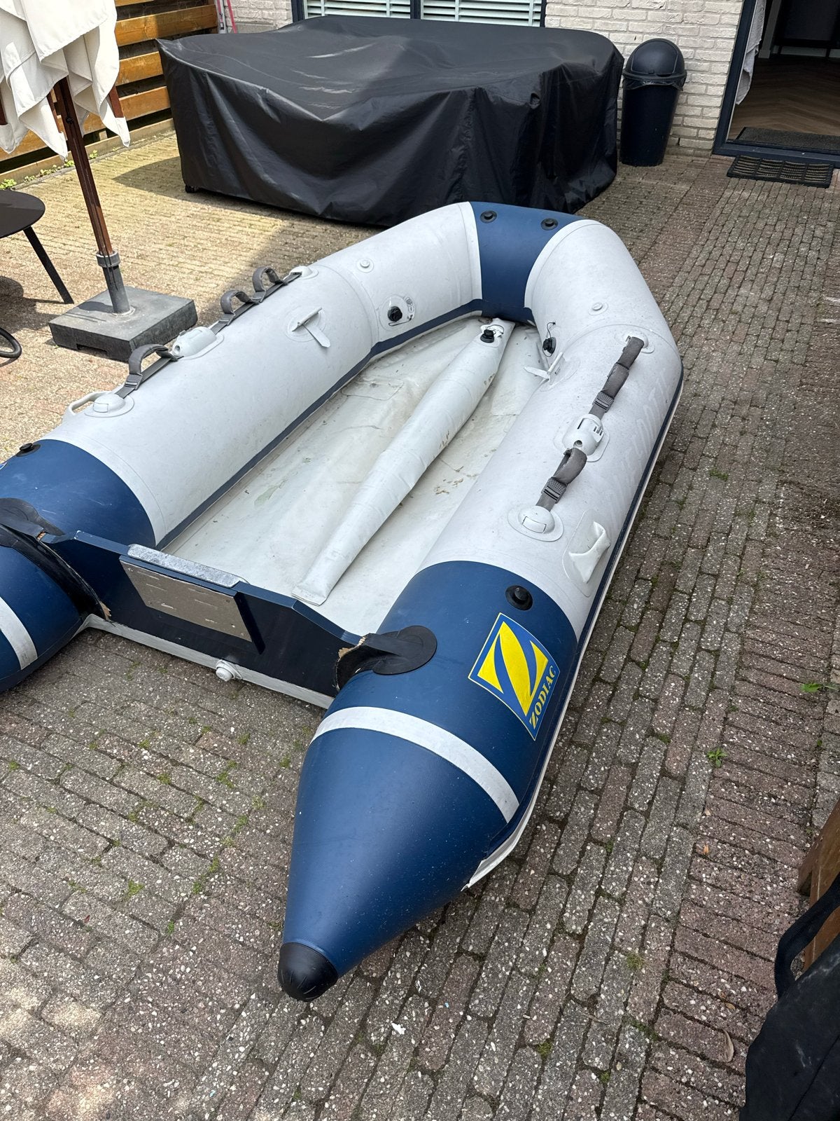 Zodiac rubberboot 285 cm met houten bodem en peddels, Ophalen of Verzenden, Gebruikt