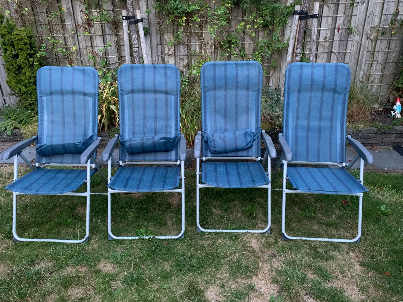 4x Travel & Co campingstoelen - Blauw gestreept, Ophalen, Gebruikt, Campingstoel