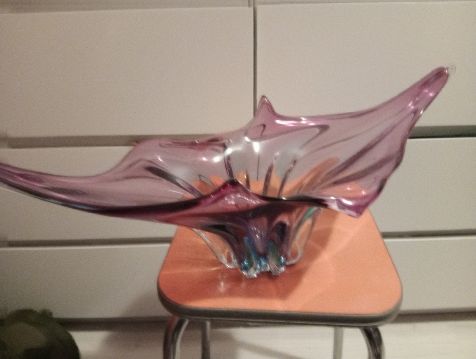 Prachtige Murano glazen schaal, paars/blauw, Ophalen