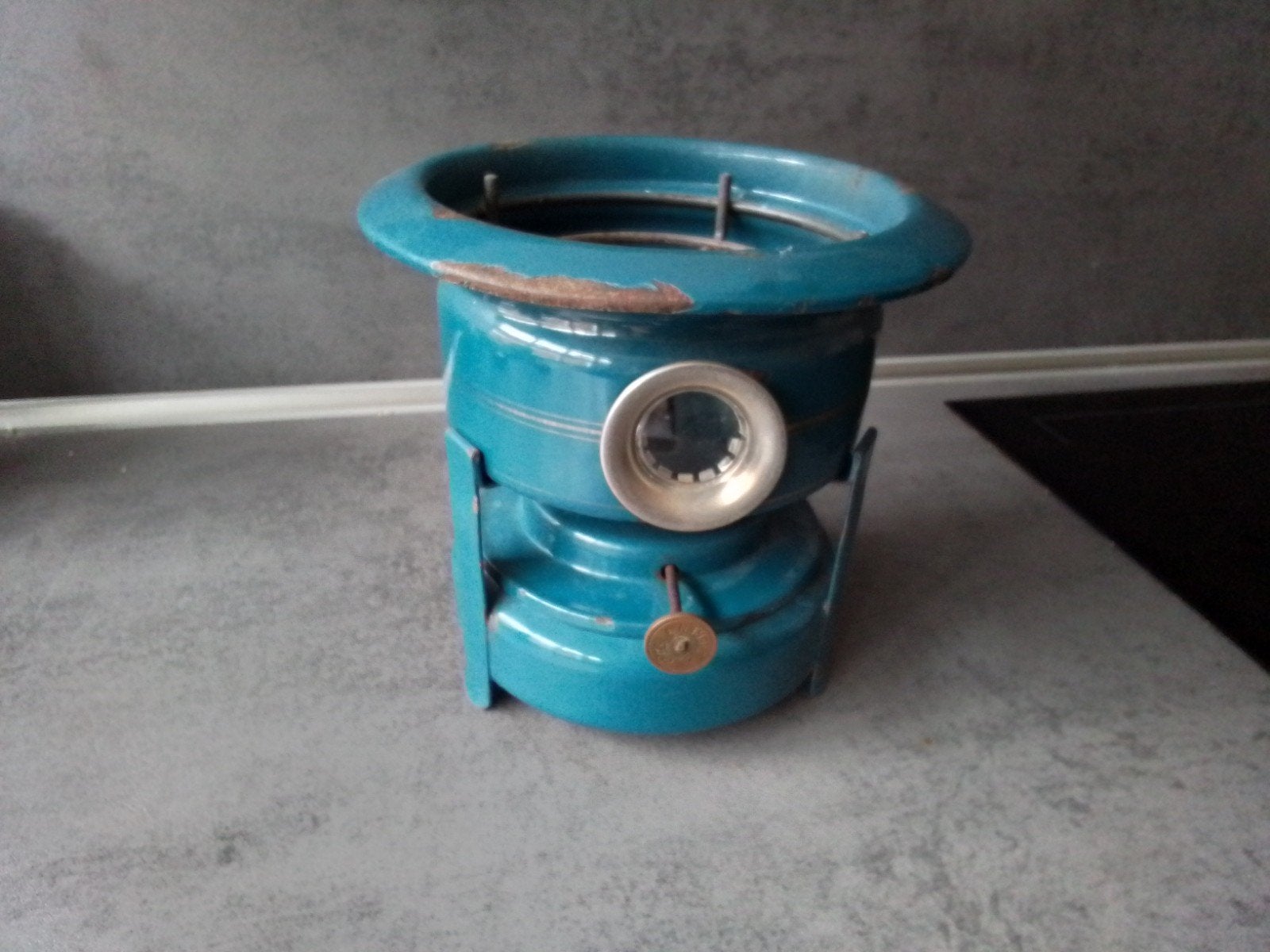 Vintage Petroleum Kooktoestel - Blauw Emaille, Ophalen
