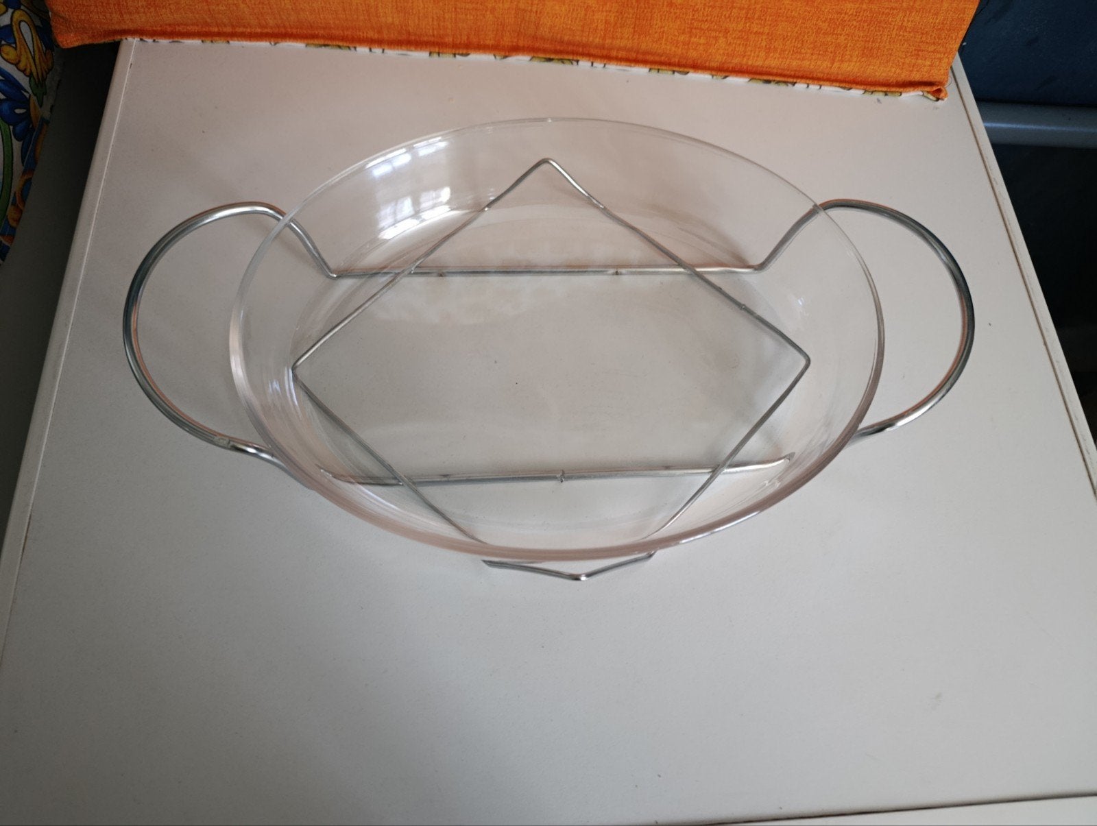 Pyrex glazen ovenschaal met metalen houder, Ophalen of Verzenden