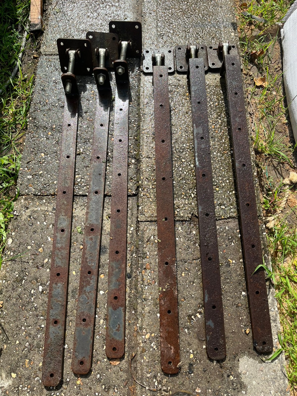 6 zware hek / poortscharnieren m18, Ophalen, Gebruikt, Slot
