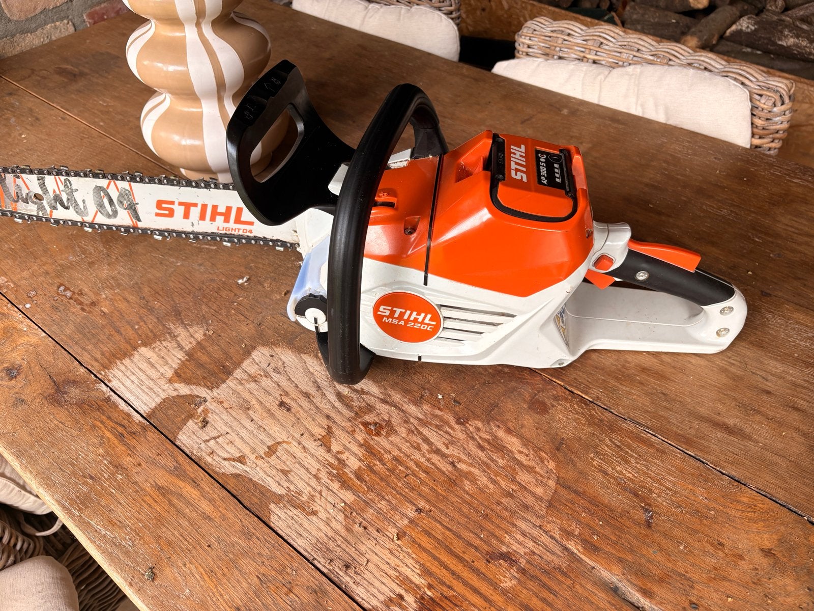 STIHL MSA 220 C Accu Kettingzaag + AP 300 S Accu, Ophalen of Verzenden, Gebruikt, Overige soorten