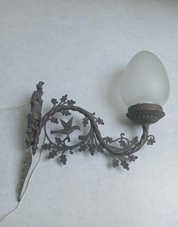 Antieke wandlamp, Huis en Inrichting, Lampen | Wandlampen, Ophalen, Glas
