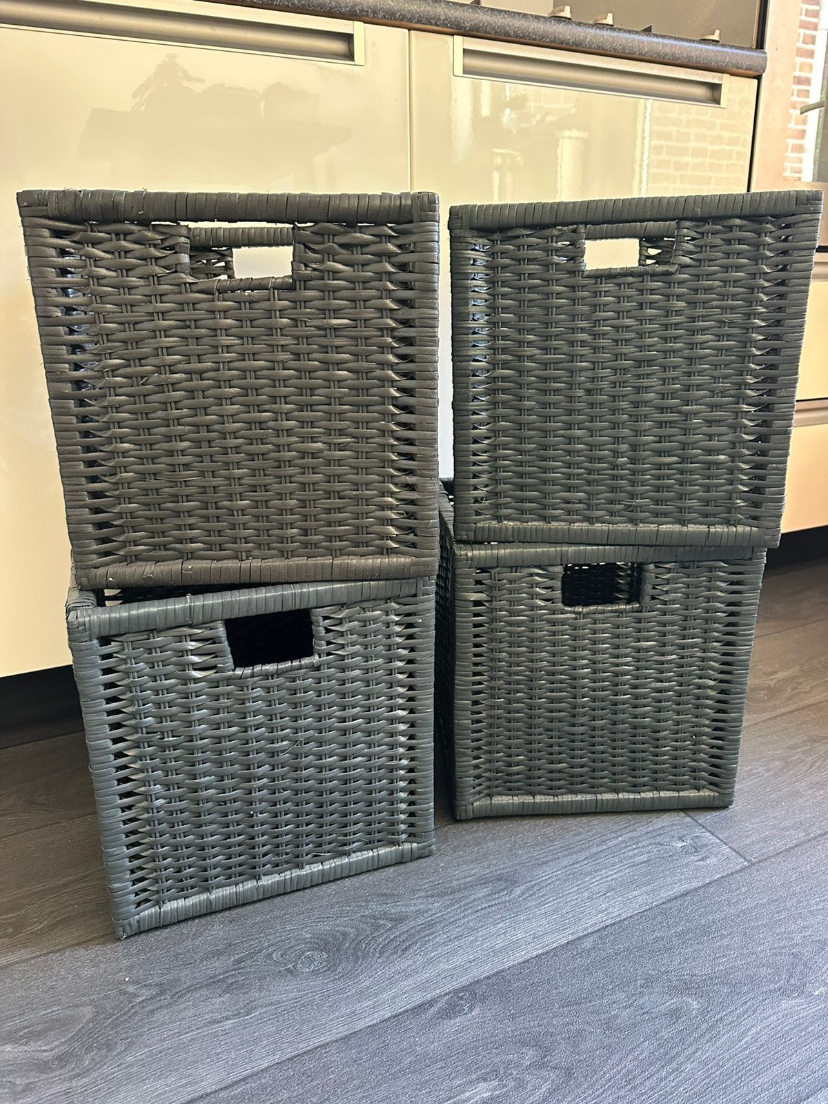Ikea branas rotan opbergmanden 4 stuks, Ophalen, Mand, Vierkant, Zo goed als nieuw