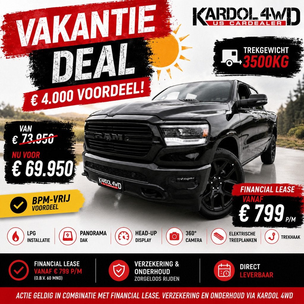 Dodge Ram 1500 VAKANTIE DEAL €4.000 VOORDEEL | LPG | PANO, Automaat, 5654 cc, 402 pk, Zwart