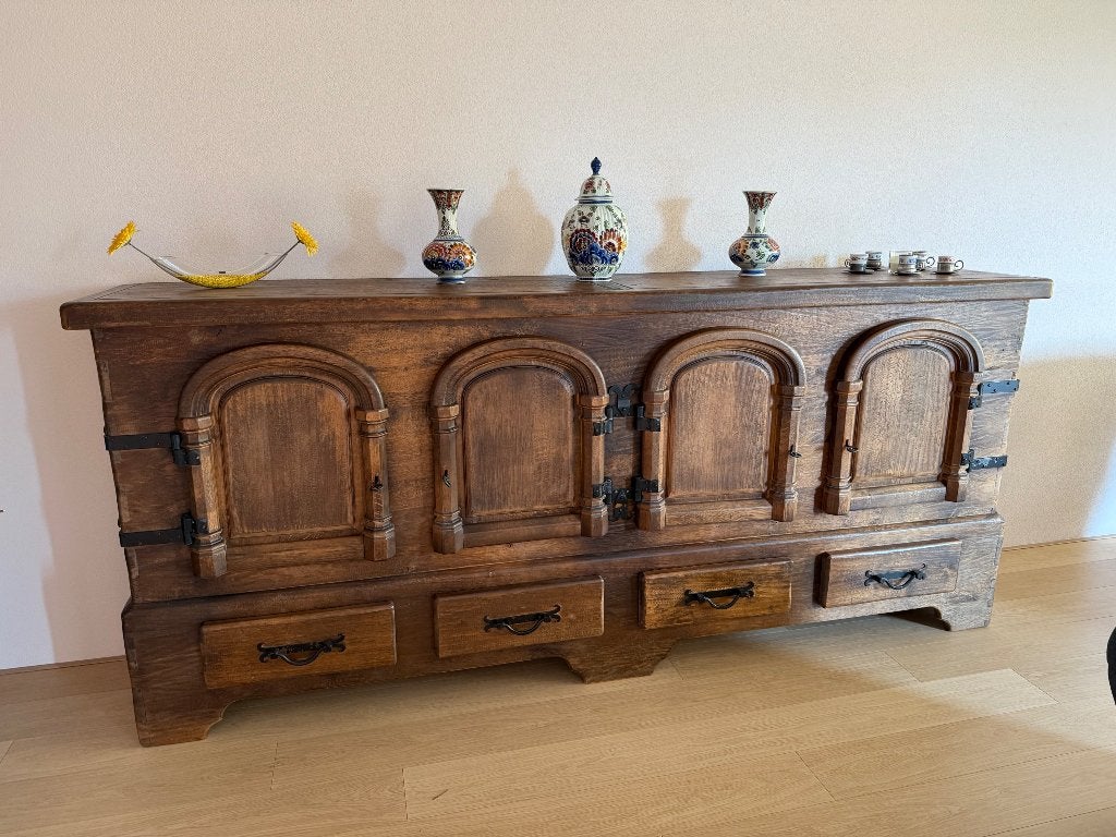 EikenBroodkast, Huis en Inrichting, Ophalen, Met deur(en), 100 tot 150 cm, Eikenhout