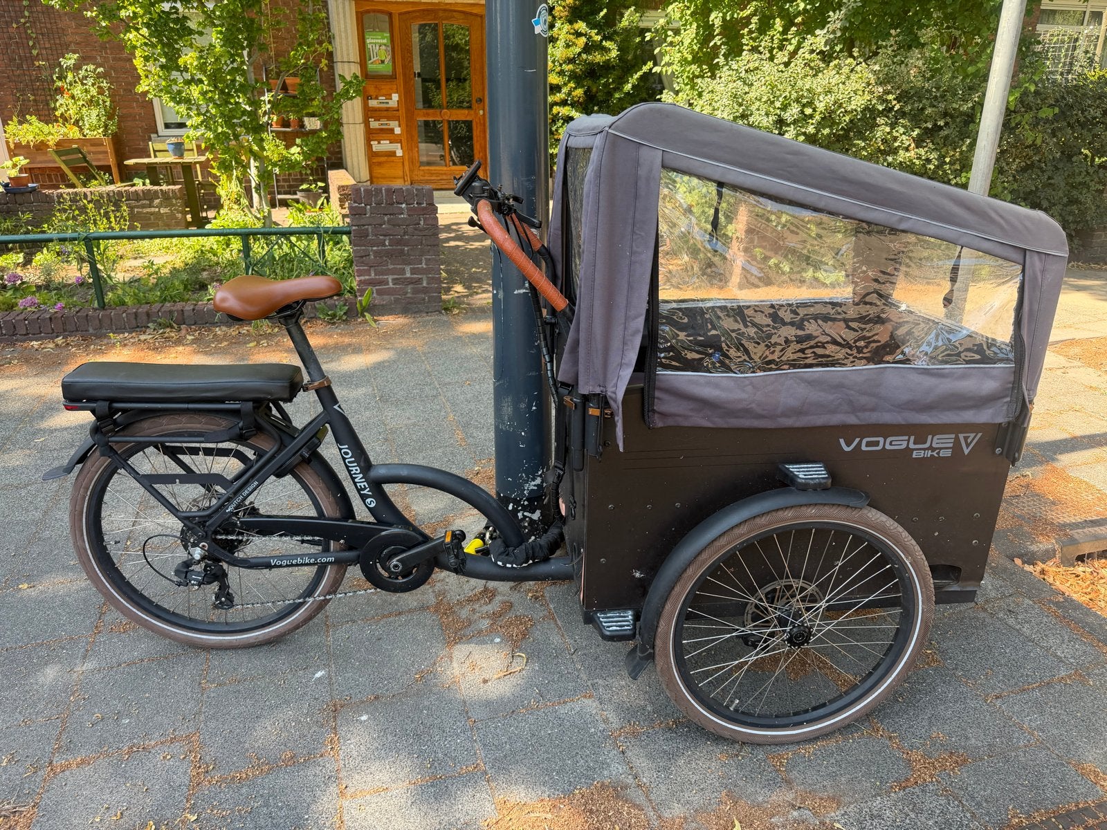Vogue Journey E-bakfiets met huif - Zo goed als nieuw, Elektrisch, Zo goed als nieuw, 2 kinderen, Schijfrem