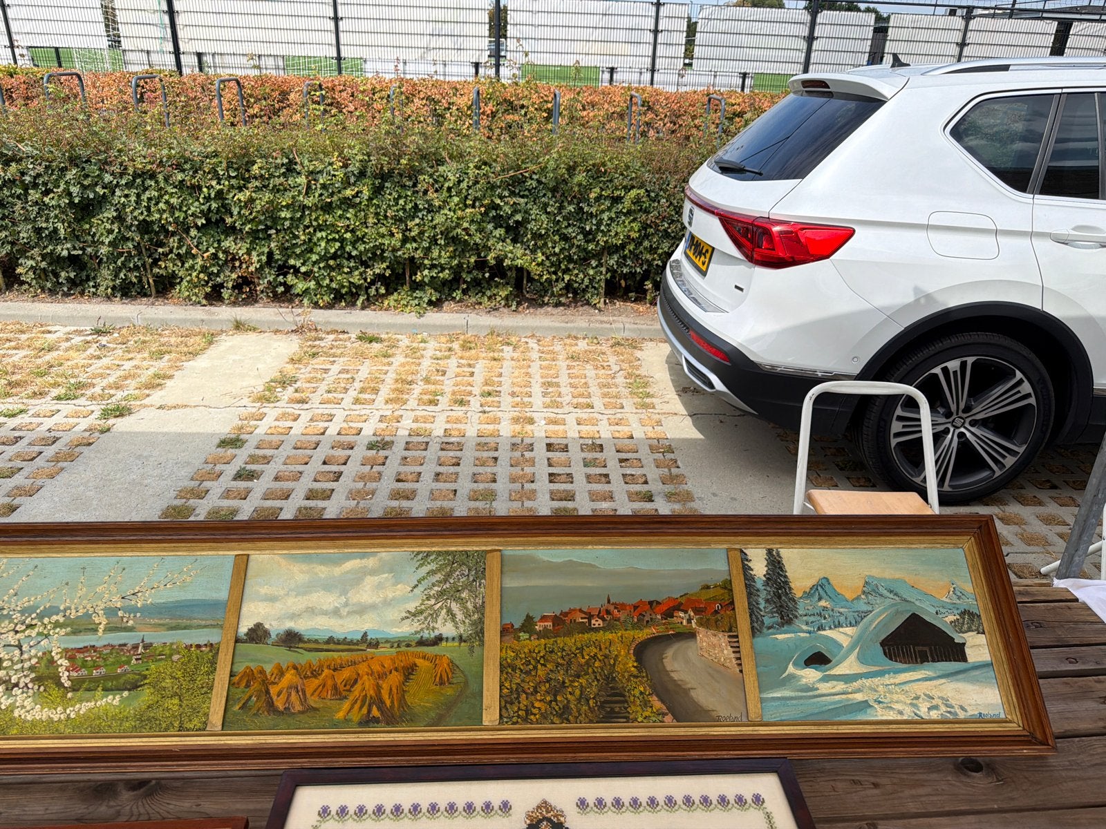Schilderij 'De Vier Seizoenen' - Landschappen, Gebruikt, Ophalen of Verzenden, Schilderij, 100 tot 125 cm