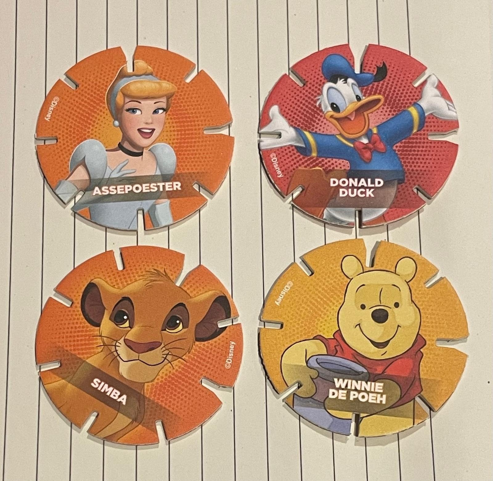 Diskeyz Assepoester, Donald Duck, Simba, Winnie de Poeh, Verzamelen, Albert Heijn, Ophalen of Verzenden
