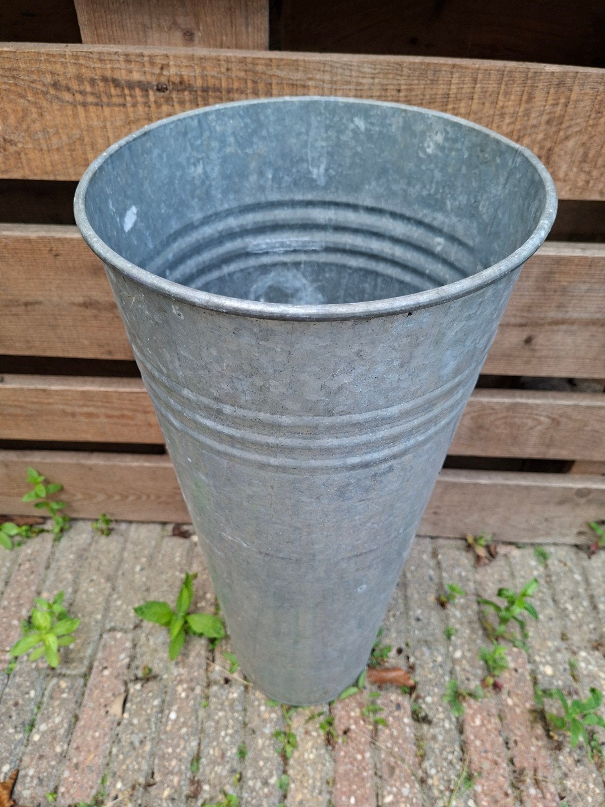 Zinken bloempot, Ophalen, Rond, Metaal, Minder dan 30 cm