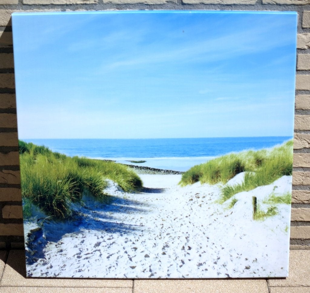 Buitenschilderij, buitenposter, tuinposter zee strand duinen, Ophalen, Zo goed als nieuw