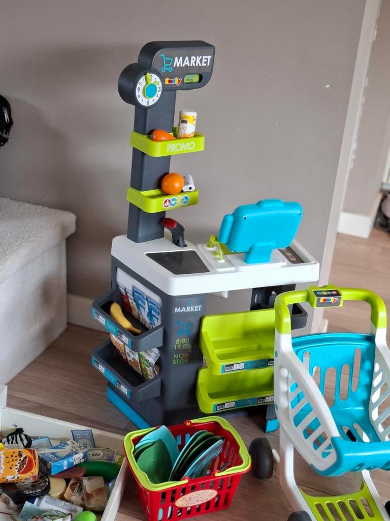 Smoby Supermarkt met winkelwagen en accessoires, Ophalen, Gebruikt, Jongen of Meisje