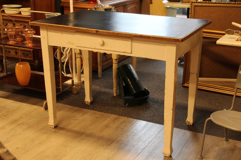 Brocante - Robuust bureau of keukentafel!, Ophalen, Gebruikt, Vintage, Hout